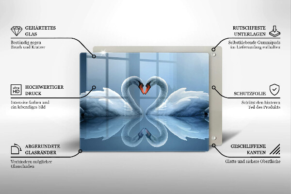 Steklena podloga za rezanje Dva labodja srca