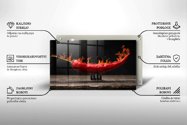 Steklena podloga za rezanje Pekoča čili paprika