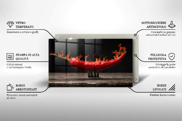 Steklena podloga za rezanje Pekoča čili paprika