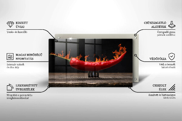 Steklena podloga za rezanje Pekoča čili paprika