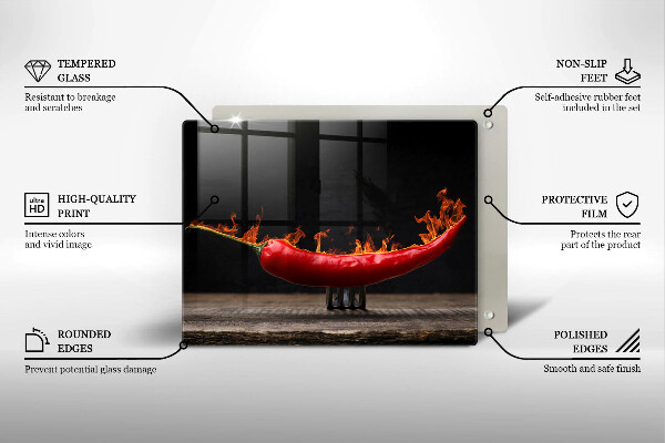 Steklena podloga za rezanje Pekoča čili paprika