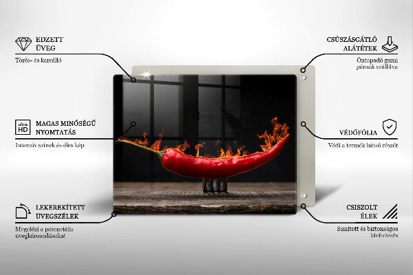 Steklena podloga za rezanje Pekoča čili paprika