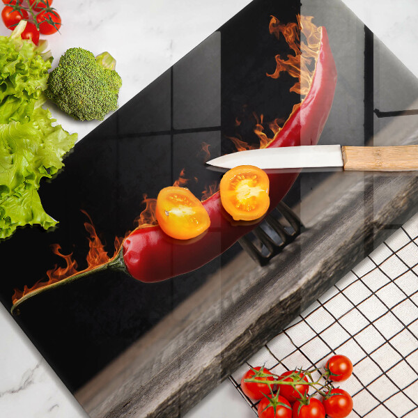Steklena podloga za rezanje Pekoča čili paprika