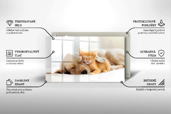 Steklena podloga za rezanje Živali pes in mačka