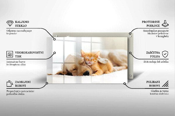 Steklena podloga za rezanje Živali pes in mačka