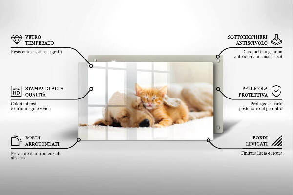 Steklena podloga za rezanje Živali pes in mačka