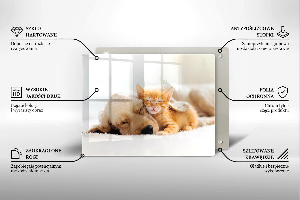 Steklena podloga za rezanje Živali pes in mačka