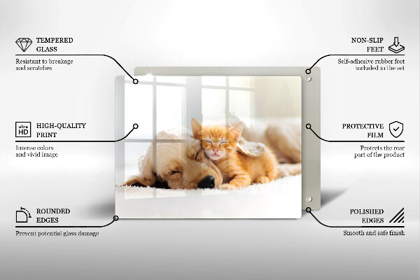 Steklena podloga za rezanje Živali pes in mačka