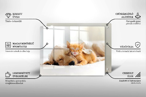 Steklena podloga za rezanje Živali pes in mačka