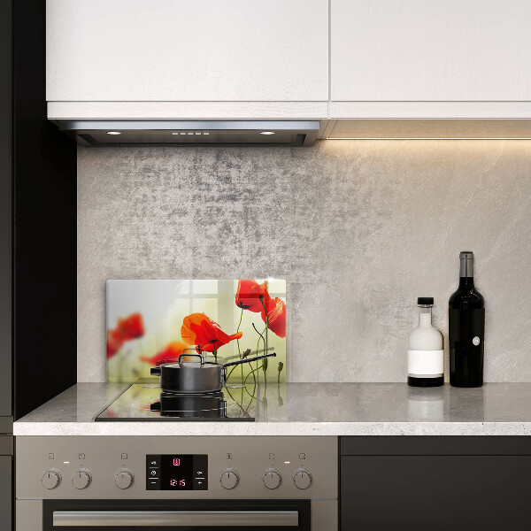 Steklena podloga za rezanje Cvetovi rdečega maka