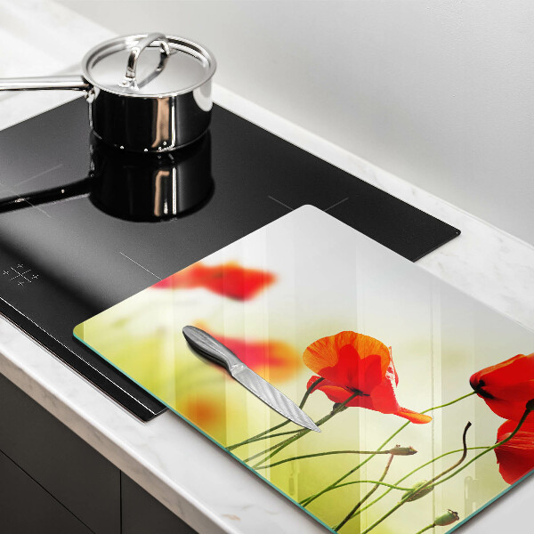 Steklena podloga za rezanje Cvetovi rdečega maka