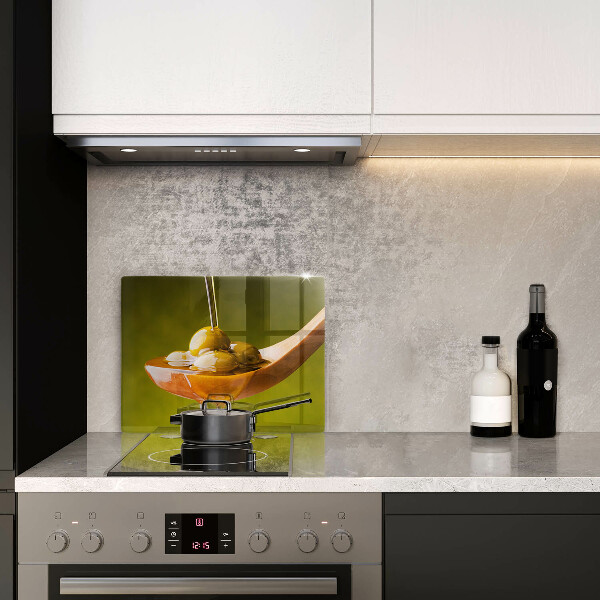 Steklena podloga za rezanje Oljčno olje in olive