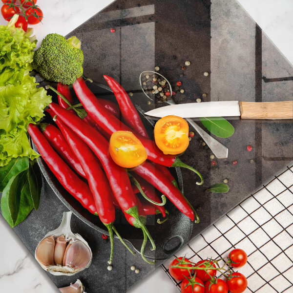 Steklena podloga za rezanje Rdeča čili paprika