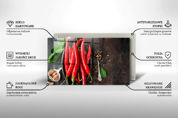 Steklena podloga za rezanje Rdeča čili paprika