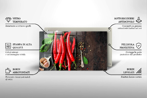 Steklena podloga za rezanje Rdeča čili paprika