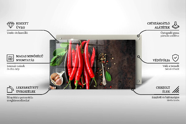 Steklena podloga za rezanje Rdeča čili paprika