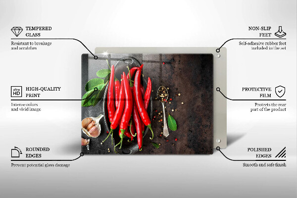 Steklena podloga za rezanje Rdeča čili paprika