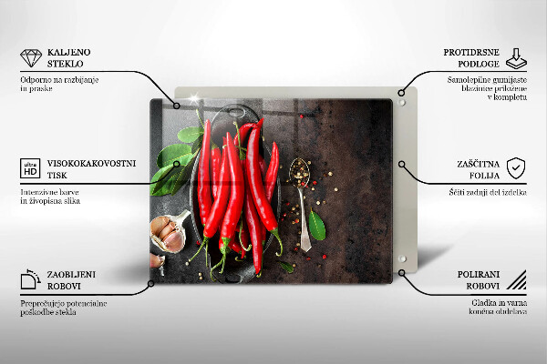 Steklena podloga za rezanje Rdeča čili paprika