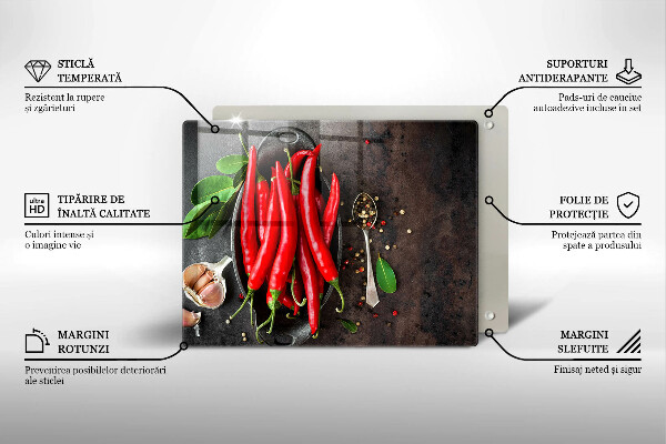 Steklena podloga za rezanje Rdeča čili paprika