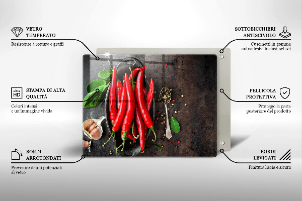 Steklena podloga za rezanje Rdeča čili paprika