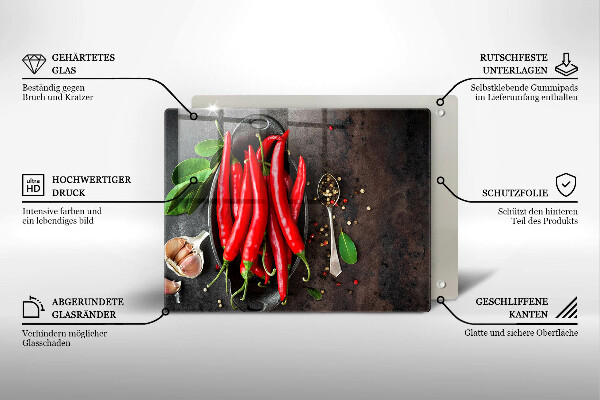 Steklena podloga za rezanje Rdeča čili paprika