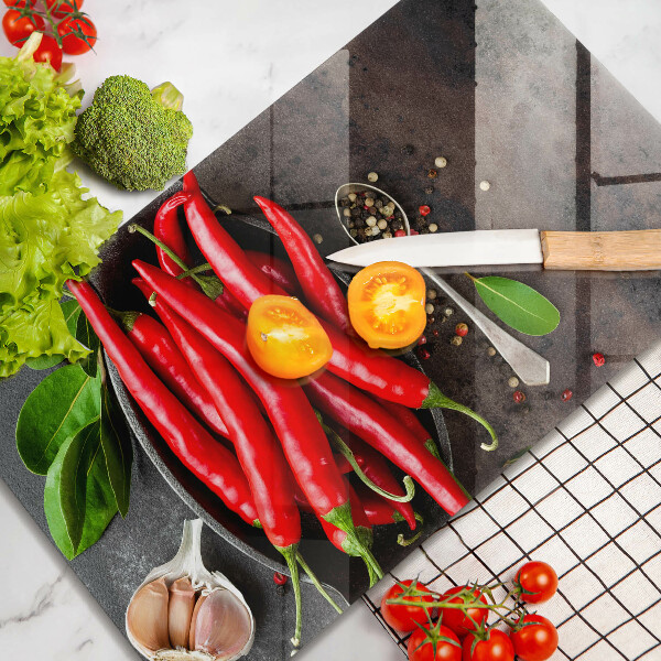 Steklena podloga za rezanje Rdeča čili paprika