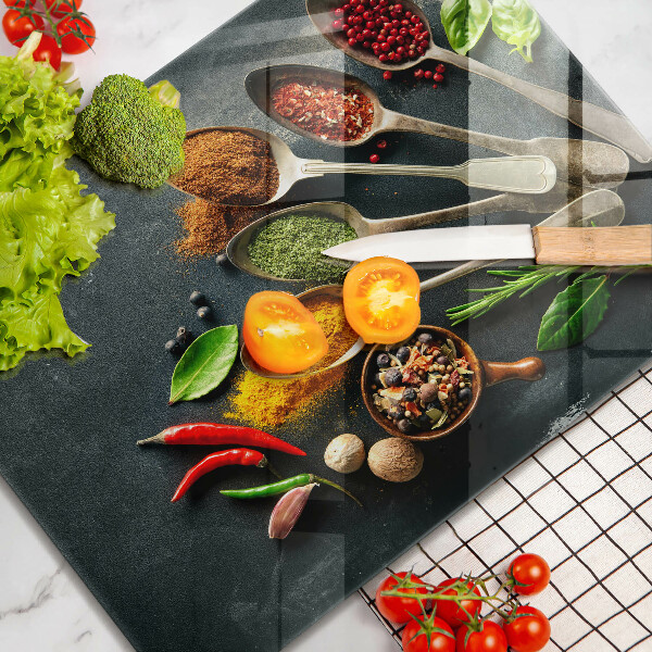 Steklena podloga za rezanje Kuhinjske žlice začimb