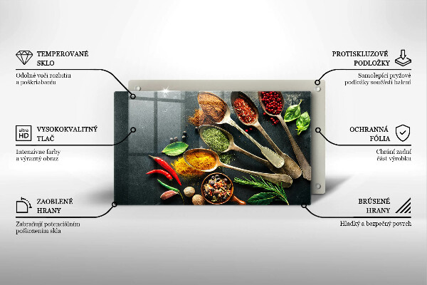 Steklena podloga za rezanje Kuhinjske žlice začimb