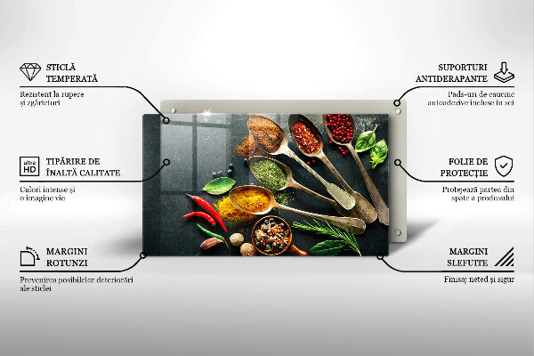 Steklena podloga za rezanje Kuhinjske žlice začimb