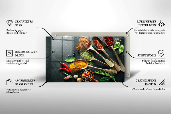 Steklena podloga za rezanje Kuhinjske žlice začimb