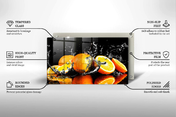 Steklena podloga za rezanje Sočno oranžno sadje