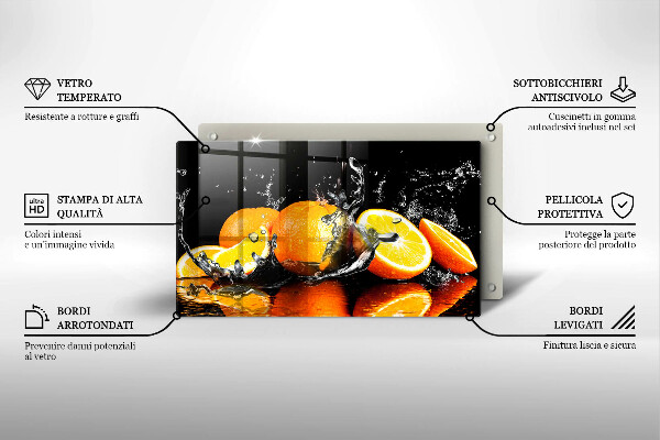 Steklena podloga za rezanje Sočno oranžno sadje