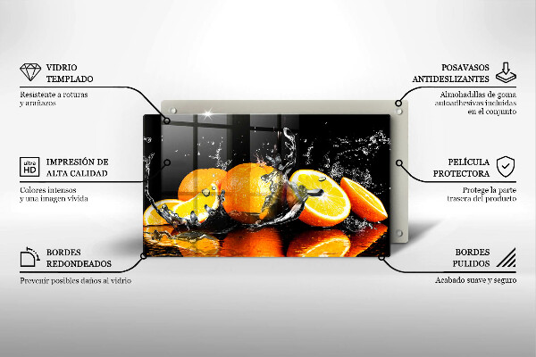 Steklena podloga za rezanje Sočno oranžno sadje