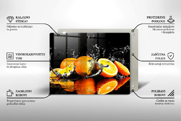 Steklena podloga za rezanje Sočno oranžno sadje