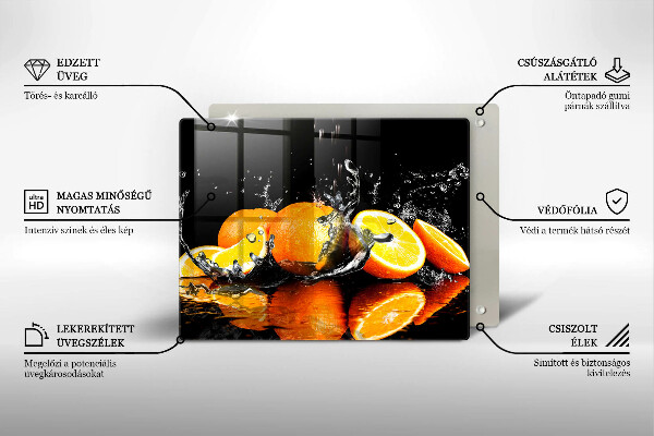 Steklena podloga za rezanje Sočno oranžno sadje