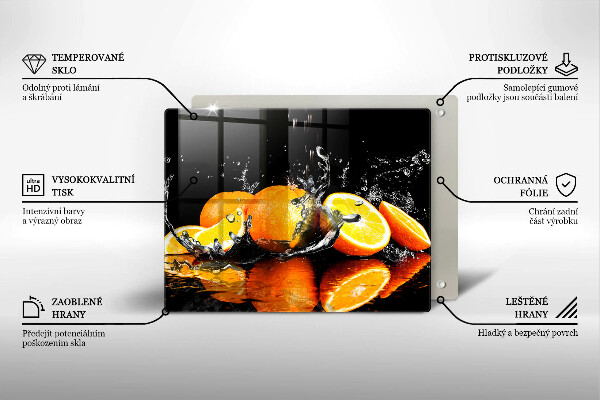 Steklena podloga za rezanje Sočno oranžno sadje