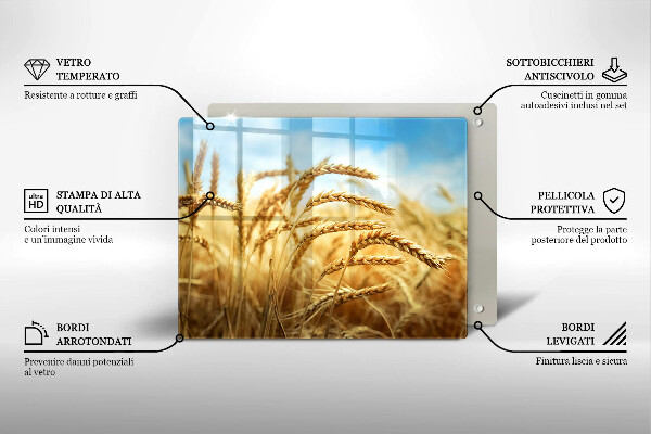 Steklena podloga za rezanje Klasje žit na polju