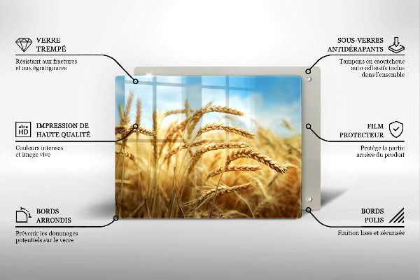 Steklena podloga za rezanje Klasje žit na polju