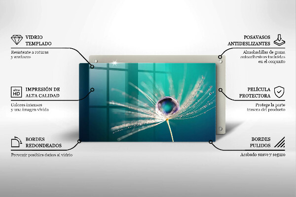 Steklena podloga za rezanje Rosa na regratu