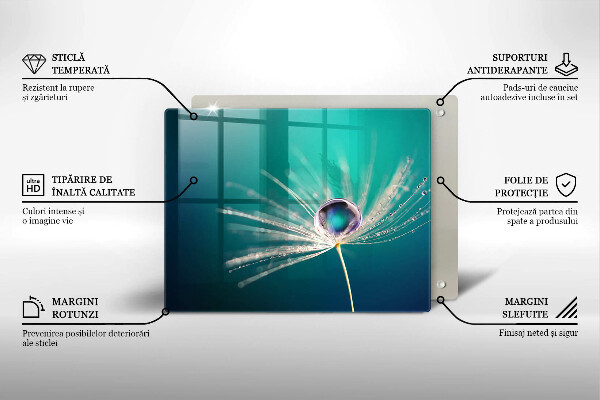 Steklena podloga za rezanje Rosa na regratu