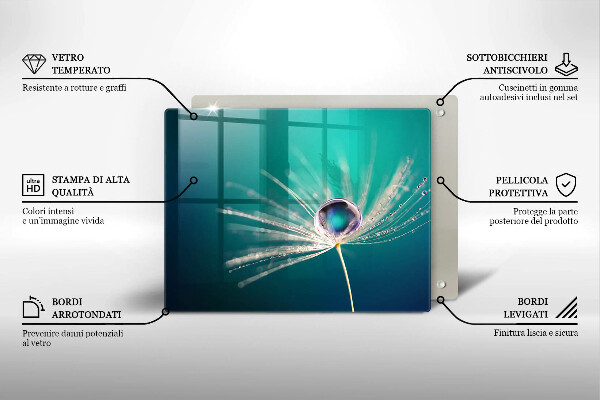 Steklena podloga za rezanje Rosa na regratu