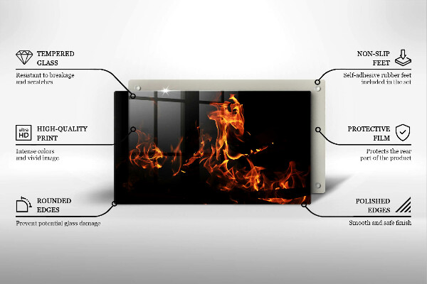 Steklena podloga za rezanje Prižgi živi plamen