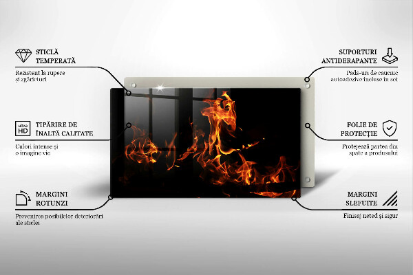 Steklena podloga za rezanje Prižgi živi plamen