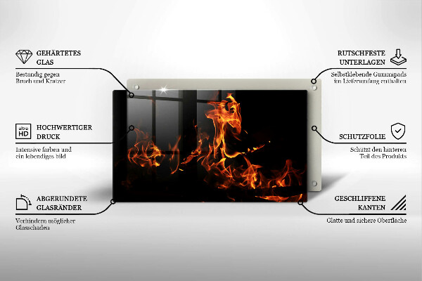 Steklena podloga za rezanje Prižgi živi plamen
