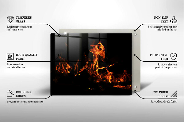 Steklena podloga za rezanje Prižgi živi plamen