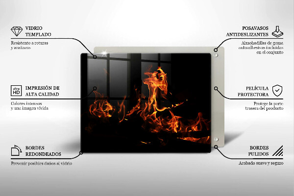 Steklena podloga za rezanje Prižgi živi plamen