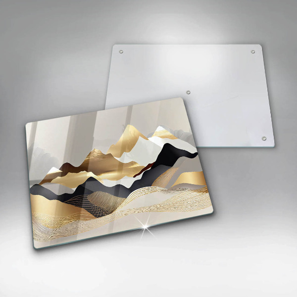 Steklena podloga za rezanje Abstraktne zlate gore