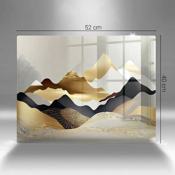 Steklena podloga za rezanje Abstraktne zlate gore
