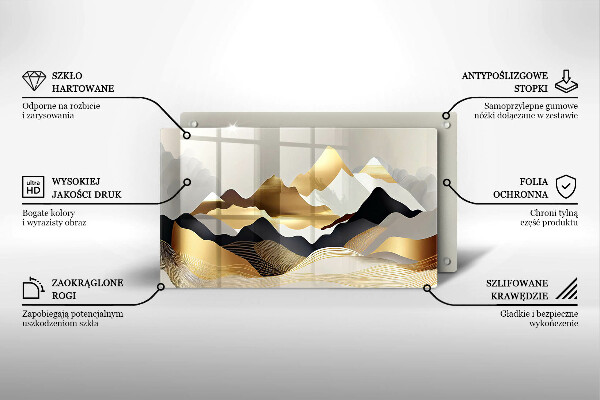 Steklena podloga za rezanje Abstraktne zlate gore