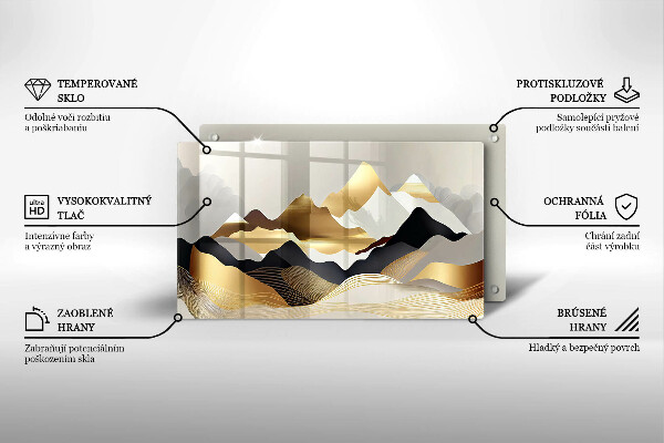 Steklena podloga za rezanje Abstraktne zlate gore